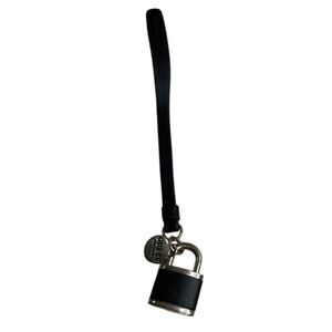 Guess Logo Padlock Purse Charm Black Silver Faux Leather